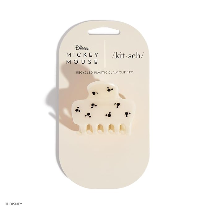 Mickey/Minnie x Kitsch Hair Claw with Rhinestones, Cute and Elegant Claw Clips for Girls, Great for All Hair Types, Recycled Plastic - 1pc (Cream)