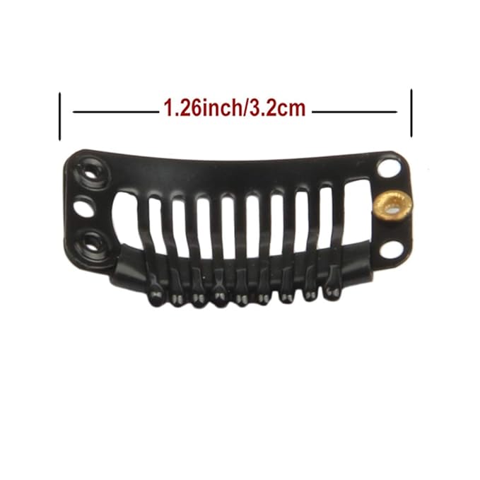 20pcs Stainless Snap Comb Clips for Wigs and Hair Extensions, DIY Hairpiece Accessories (Black)