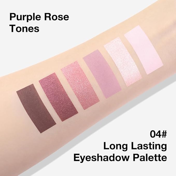Kaely 6 Colors Mini Rose Gold Pink Eye Shadow Palette Makeup, Neutral Matte Shimmer Eyeshadow Palette for Older Women Highly Pigmented Waterproof, paleta de sombras de ojos, Vegan & Cruelty-free, 04