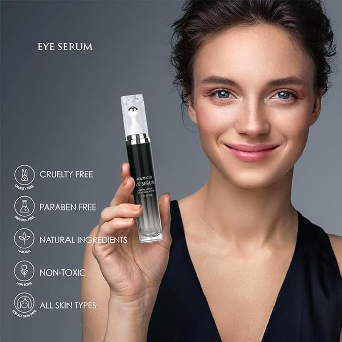 5% Caffeine Eye Serum & Cream for Dark Circles, Puffy Eyes, and Eye Bags - Under Eye Treatment for Women & Men - with 360° Massage Roller – Eye Cream for Reducing Puffiness and Dark Circles