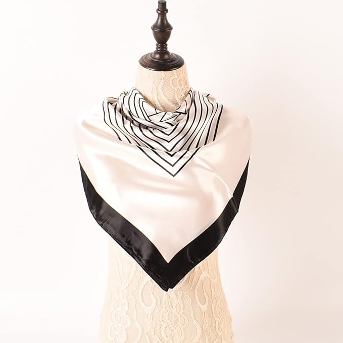 35 x 35 Women's Fashion Pattern Large Square Silk Like Hair Scarf Head Sleeping Wrap Satin Neck Bandana for Gift…