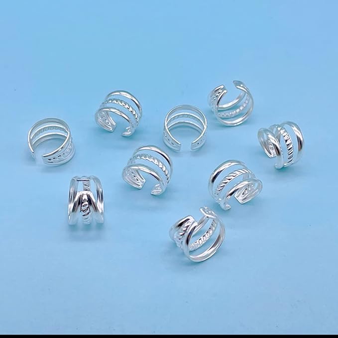 100 PCS Silver Hair Jewelry for Braids Loc Jewelry for Hair Accessories Hair Cuffs for Braids Dreadlock Beads for Women