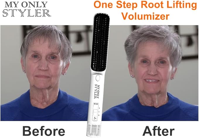 MyOnlyStyler Root Booster Hair Volumizer: One-Step Root Lifting Hot Air Heated Brush All-in-One Hair Styler - Dryer, Curler, Straightner, Volumizer in One