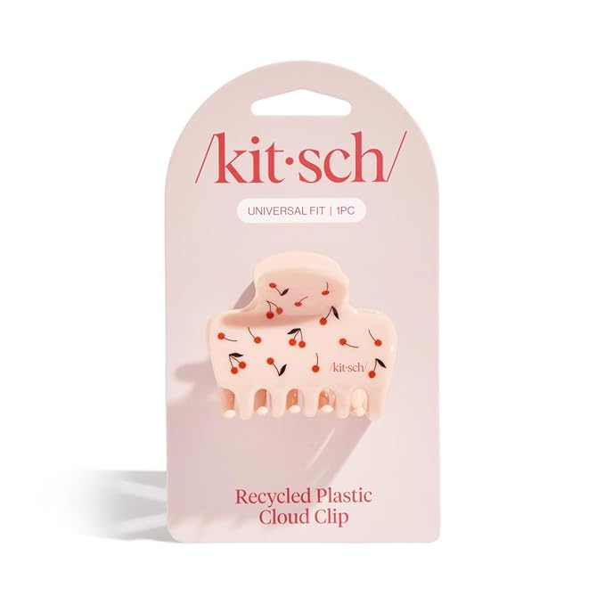 Kitsch Medium Hair Clips for Women – Strong Hold Claw Clips for Thick or Thin Hair – Recycled Plastic, Non-Slip, Durable – Cherry Print – 1pc