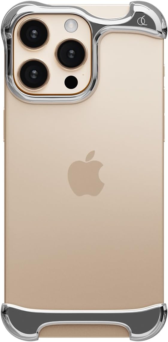 Arc Pulse Designed for iPhone 15 Pro Phone Case (2023), Minimalist Protective Shock Absorption Aerospace Grade Aluminum Shells + Elastomer Inlays Easy Fit 6.7 inch (Aluminum Mirror Polished Silver)