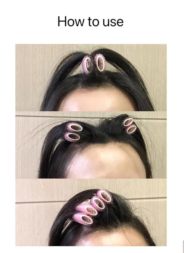 4Pcs Pink Hair Rollers with Clip Volumizing Bangs Curler DIY Styling Accessories Tool Portable Self Grip Volume Hair Root Clips Styling Tools and Appliances