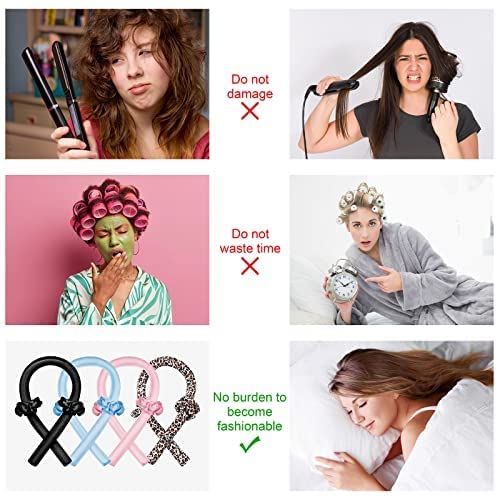 CORATED Heatless Curling Rod Headband, Hair Curlers to Sleep In, No Heat Curl with Hair Clips, Sleeping Curls Silk Ribbon Rollers for Long Hair