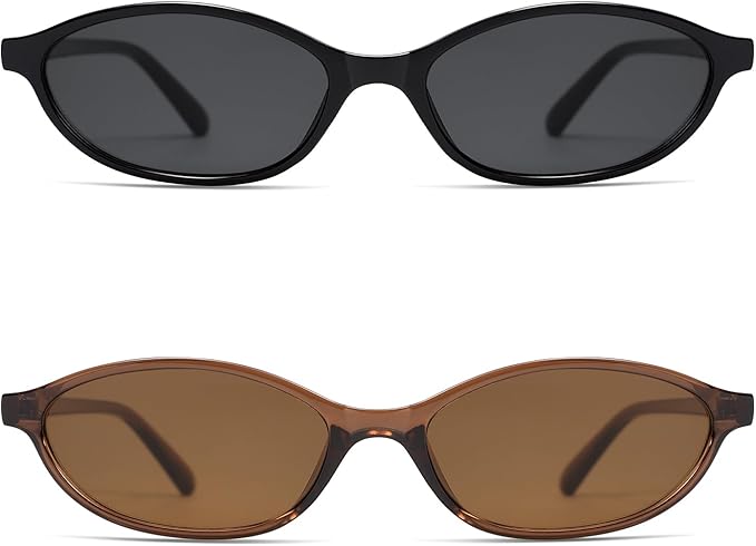 Retro Oval Cat Eye Sunglasses for Women Y2k Trendy Narrow Sunnies Designer Sun Glasses AR82253