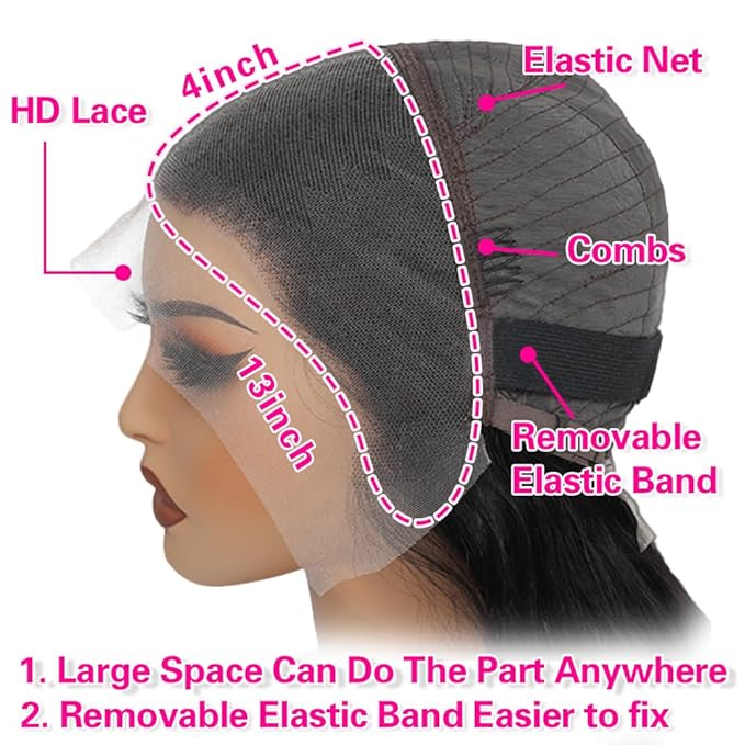 13x4 Body Wave Lace Front Wigs Human Hair Pre Plucked HD Lace Front Wigs Human Hair with Baby Hairline 200 Density Body Wave Full Frontal for Black Women Soft and Thick 20 Inch