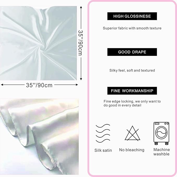 35 x 35 Women's Fashion Pattern Large Square Silk Like Hair Scarf Head Sleeping Wrap Satin Neck Bandana for Gift…
