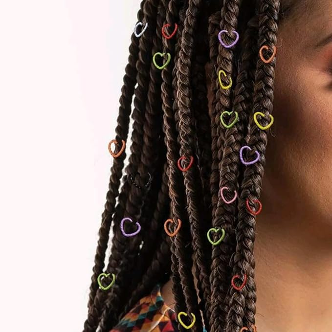 100PCS Colorful Star and Love Shape Braids Ring Clips Hair Jewelry Braid Locs Hair Cute Rings Accessories(Colorful)