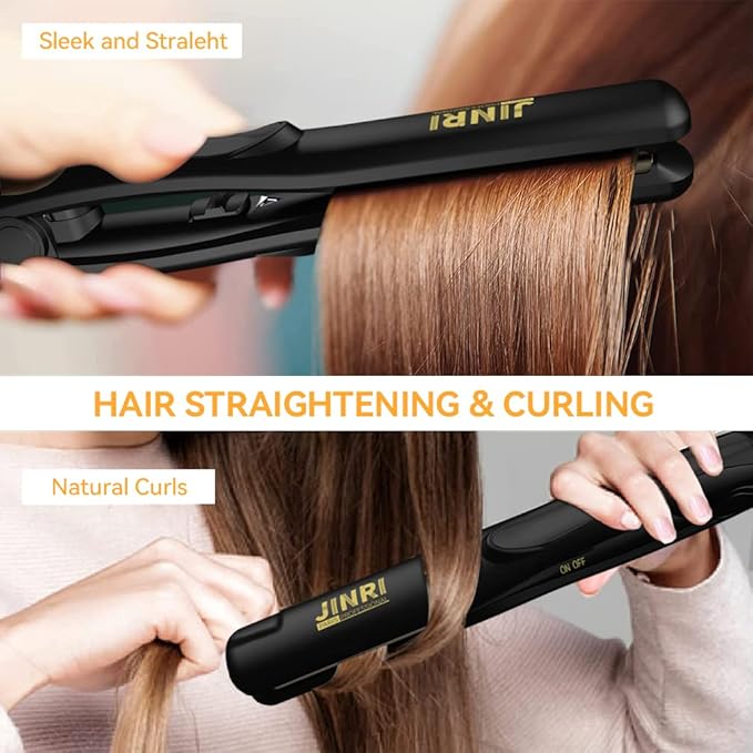 3 in 1 Heated Hair Styling Tool: Straightener, Crimper, and Hot Brush - Smooth Anti-Frizz Finish | Electric Brush for Straightening and Styling (M)