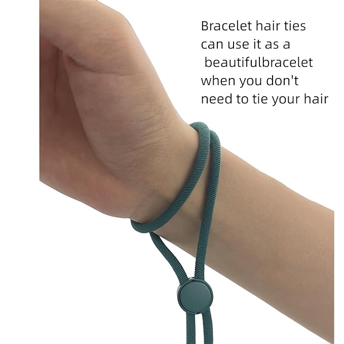 6 Pcs Adjustable Thick Hair Ties, Large Ponytail Holders for Natural Hair, Buns, Locs, Dreads, Curly & Afro Hair/Puffs - 3 Colors Hair Bracelet Bulk