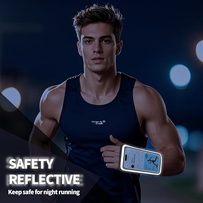 Phone Holder for Running, Wristband Frearm Band for iPhone Pro Max Plus SE (16/15/14/13/12/11/X/XR) Galaxy S24/S23/S22/S21, Waterproof Running Accessories with Adjustable Strap & Card Slot