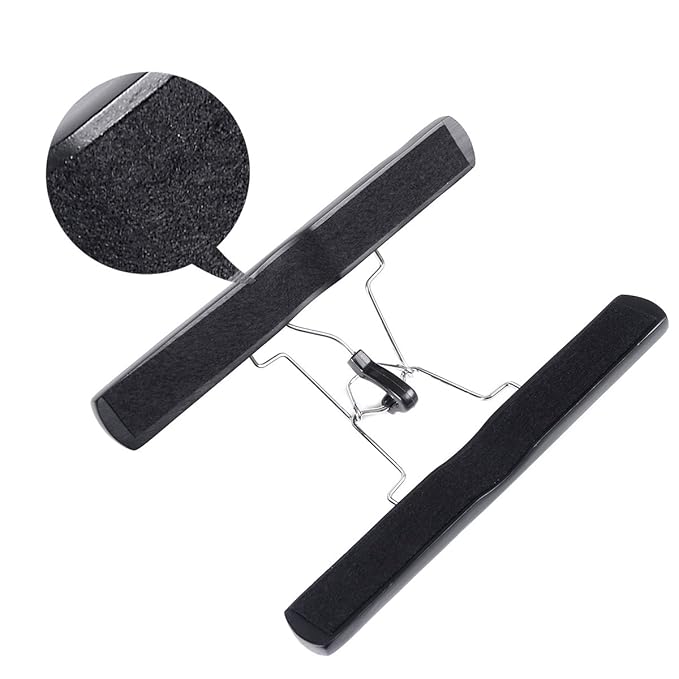 2Pack Wooden Hangers with Clips Hair Hangers Non Slip Skirt Hangers Smooth Finish Solid Wood Jeans/Slack Hanger with 360° Swivel Hook(Hanger Only)