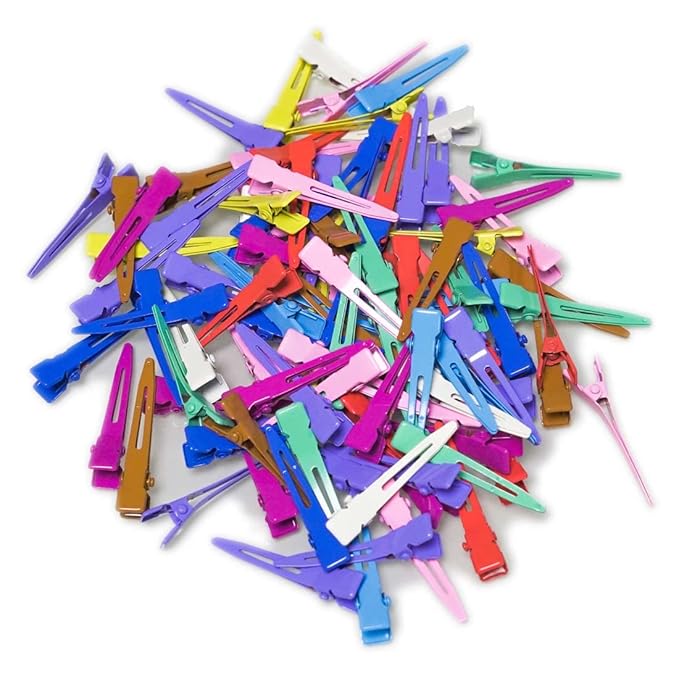 100 Packs Assorted Color Alligator Curl Clips, bandenger 1.8 Inch Single Prong Clips Hair Accessories,for Girls and Women,Hair Styling,Hair Coloring, Random Color (Assorted Color)