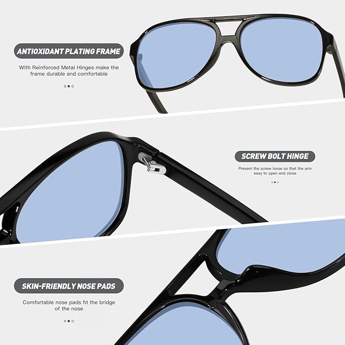 YDAOWKN Retro Aviator Sunglasses for Women Mens Large Frame Classic Vintage 70s Sun Glasses Aviators