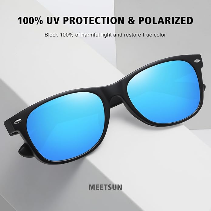 MEETSUN Classic Polarized Sunglasses for Women Men Trendy Retro Sun Glasses for Driving UV Protection (3 Pack)