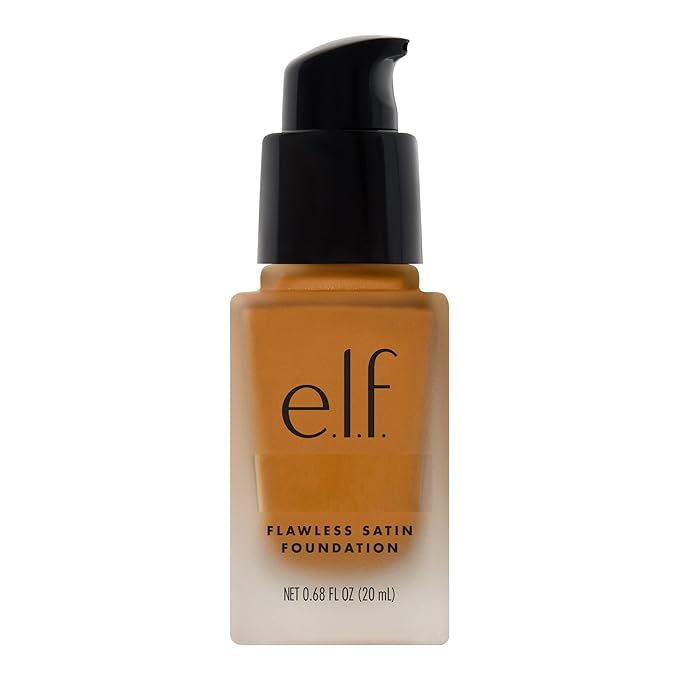 e.l.f. Flawless Satin Foundation, Lightweight & Medium Coverage, Semi-Matte Finish, Vegan & Cruelty-Free, Chai, 0.68 Fl Oz (20mL)