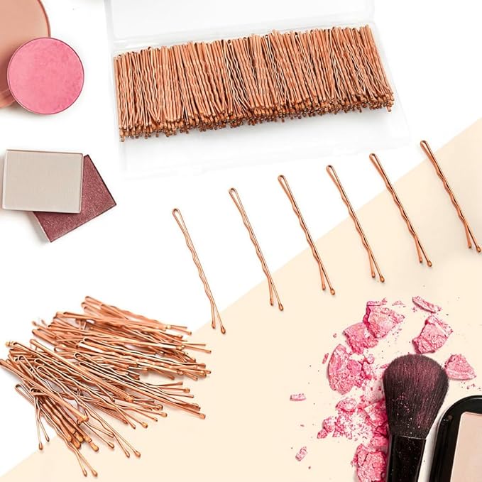 330 PCS Rose Gold Bobby Pins for Women Girls, 2.17 Inch Long Super Grip Blonde Hair Pins with Box