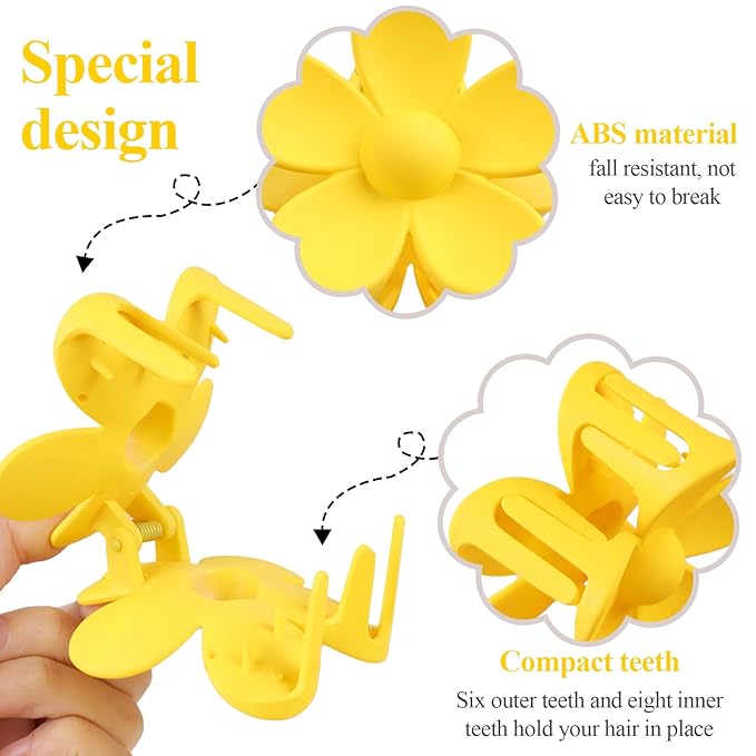 vivinin Flower Claw Clip 10 PCS Claw Clips, Hair Clips for Women Non Slip for Thick Hair Women Girls Gifts, 10 Colors