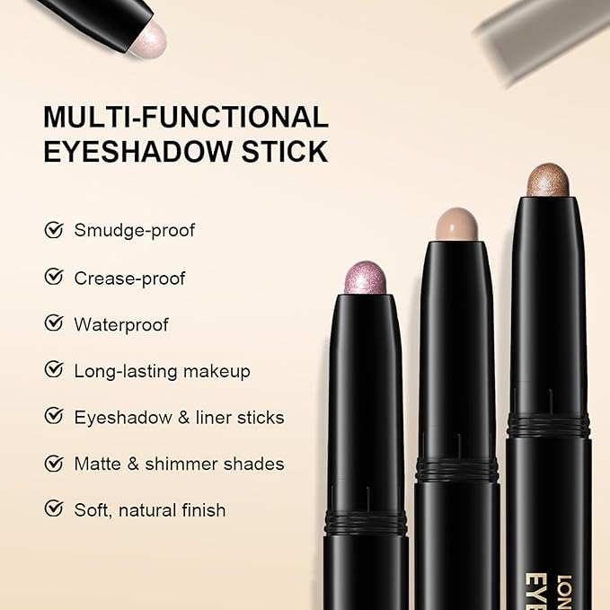 Eyeshadow Stick, Shimmer and Matte Cream Eye Shadow Brightener Sticks Eyeliner Pencil Crayon, Waterproof Long Lasting Eye Highlighter Stick Makeup,0.056 Oz(#10-Cornflower)
