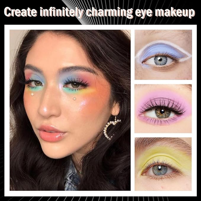 Ten Color Matte Shimmer Eyeshadow Makeup Palette, Nude Brown Green Yellow Blue Purple Pink 10Color Series, Prom Velvety Matte Glitter Finish Eye Makeup Looks,Vegan & Cruelty-Free, Built-in Mirror 02#