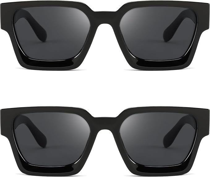 FEISEDY Retro 90s Square Sunglasses for Women Men Trendy Chunky Rectangle Sunglasses UV400 Protection B2385