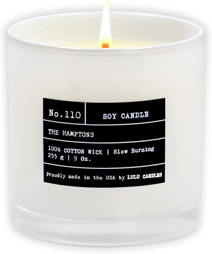 Lulu Candles | The Hamptons - Fresh Citrus & Ocean Mist | Luxury Scented Soy Jar Candle | Hand Poured in The USA | Highly Scented & Long Lasting (9 Oz.)