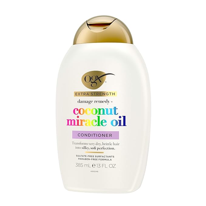 OGX Extra Strength Damage Remedy + Coconut Miracle Oil Conditioner for Dry, Frizzy or Coarse Hair, Paraben-Free, Sulfate-Free Surfactants, 13 Fl Oz