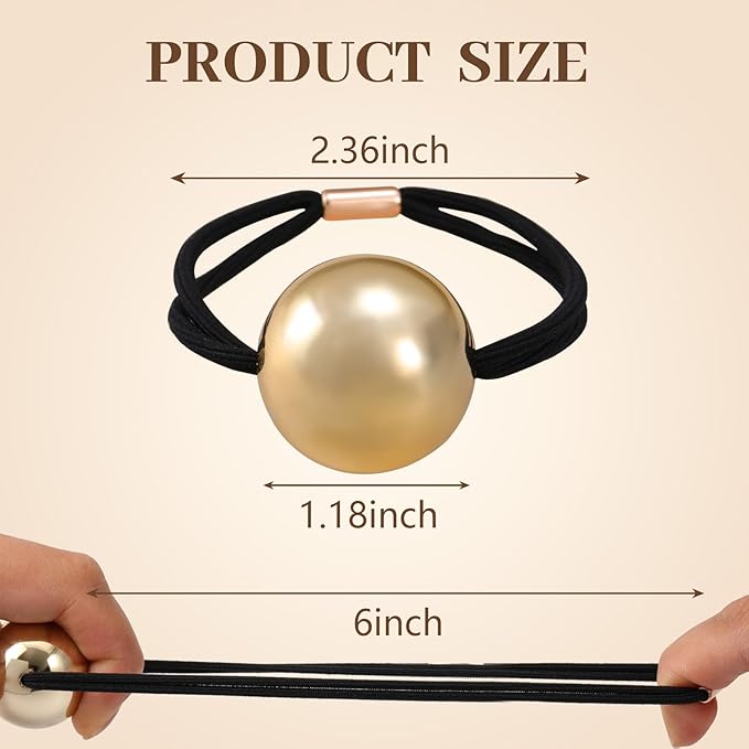 4PCS Gold Hair Ties, Metal Hair Ties for Thick Hair, Elegant Durable Round Geometric Design Hair Cuffs for Ponytails, Gold Hair Accessories Stretchy Non-Damage Ponytail Holders Holiday Gifts