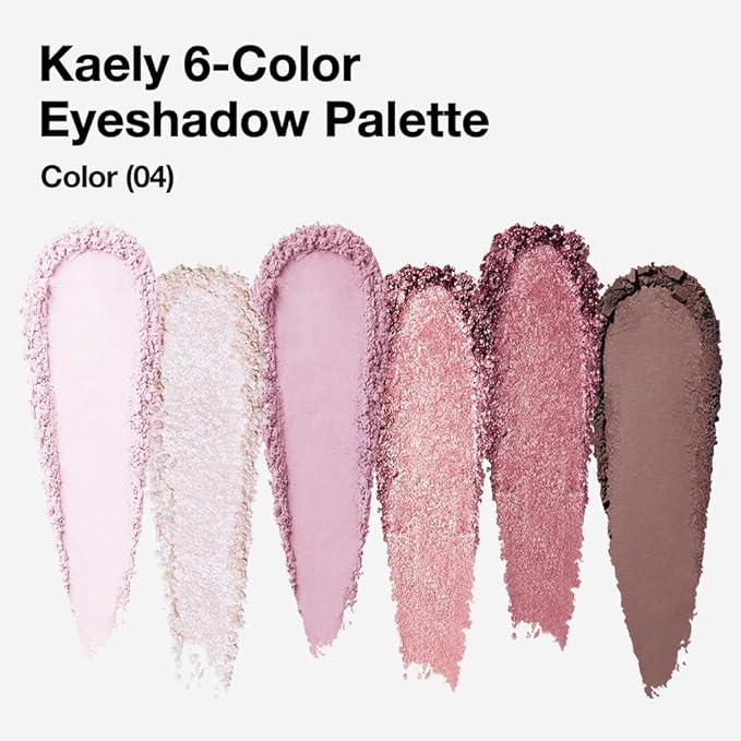 Kaely 6 Colors Mini Rose Gold Pink Eye Shadow Palette Makeup, Neutral Matte Shimmer Eyeshadow Palette for Older Women Highly Pigmented Waterproof, paleta de sombras de ojos, Vegan & Cruelty-free, 04
