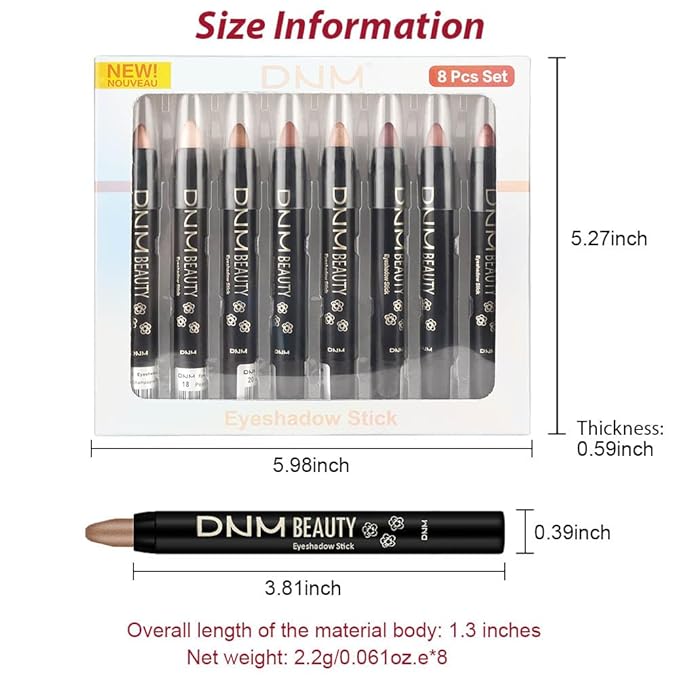 8Pcs Cream Eye Shadow Brightener Sticks Set for Eyes, Champagne Pearl Bronze Putty Sand Orchid Rose Gold Amethyst,Halloween Makeup, Matte Shimmer Eye Shadow Pencil Pen Crayon Waterproof 08