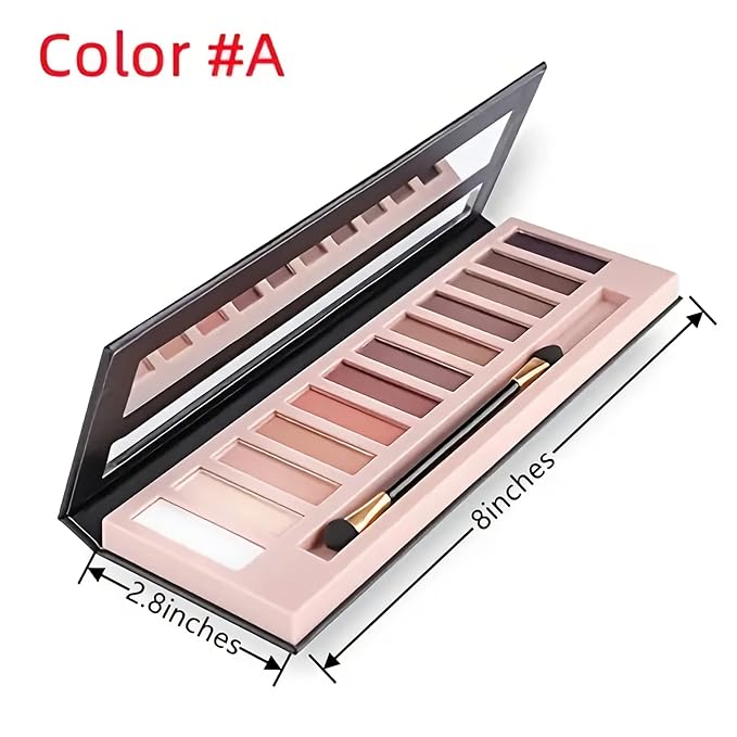 BestLand 12 Colors Black Silver Eye Makeup Eyeshadow Palette Natural Nude Matte Shimmer Glitter Pigment Eye Shadow Pallete Set Waterproof Smokey Rainbow Neon Colorful Eyeshadow Palette (Color D)