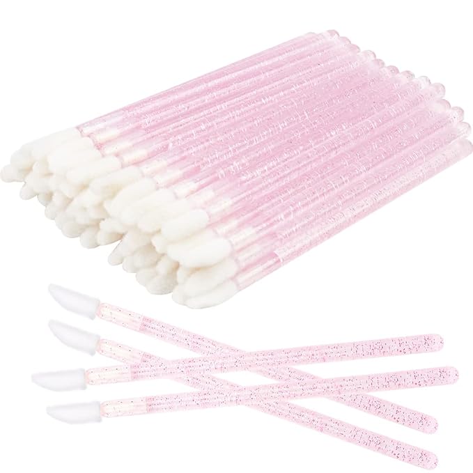 300 PCS Eyelash Extension Supplies Kit Disposable Micro Swab Brush Eyebrow Spoolies Lip Stick Brush Mascara Wand Applicator Makeup Brush Tool (Pink Sets)