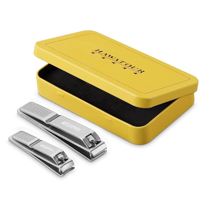 Nail Clippers Set, Ultra Sharp Sturdy Fingernail and Toenail Clipper Cutters with Visibly Tin Case, Silver