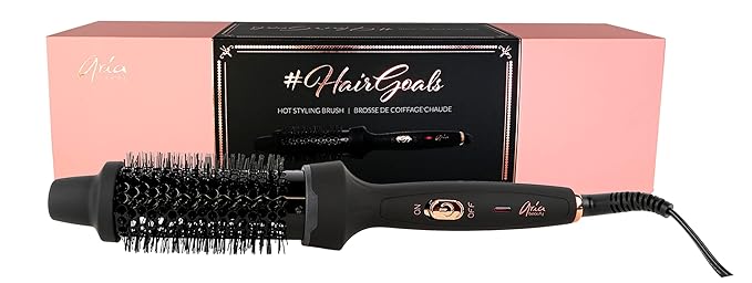 Aria Beauty HairGoals Hot Styling Brush - Hair Dryer and Blow Dryer with Round Brush Adds Volume - Achieves Perfect Blowout Effect - Black - 1 pc