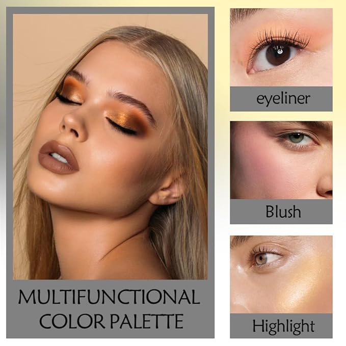 Ten-Color Eyeshadow Palette, Nude White Brown Grey Bronze Gold Light Pink 10 Shimmer and Matte Shades, Blendable Powder, Everyday Eye Makeup, Vegan and Cruelty-Free, Built-In Mirror and Brush, 03#