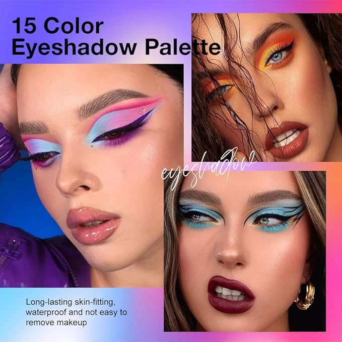 15 Color Eyeshadow Palette,Professional Eye Shadow-Rich Shades Matte Shimmer Makeup Pallet,Highly Pigmented Colorful Powder Long Lasting Waterproof Eye Shadow,Easy-Blend Makeup Kit