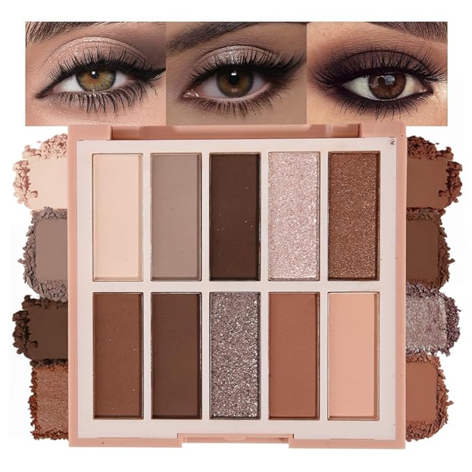 Neutral Nude Eye Shadow Palette,Matte Brown Bronze Naked Cream Eyeshadow Palette,make up pallets for women Highly Pigmented Natural Eyeshadow for Eyes Long Lasting Naturing-Looking,Blendable,Vegan