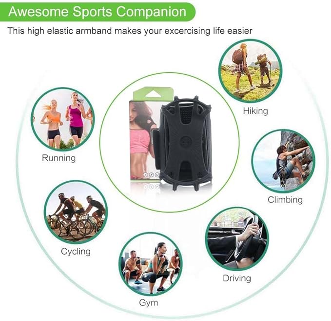 Wristband Phone Holder,HCcolo 360°Rotatable Universal Sports Wristband for iPhone X/8 Plus/8/7/6s,Galaxy S9 Plus/S9/S8 & Other 4”-6.5”Smartphone,Running Armband for Hiking Biking Walking (Wrist)