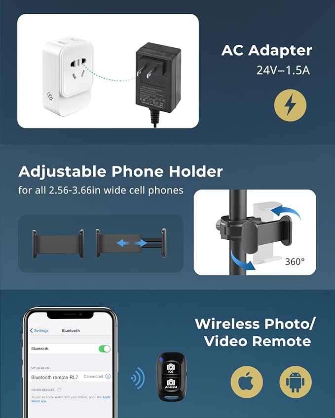 Aureday 12” Selfie Ring Light with Stand, Overall 79” Tall Ringlight Stands with Remotes and Phone Holder, Professional Floor Stand Light Ring for Video Recording/Live Stream/TikTok/Photography/Barber