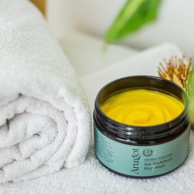 Organic Sea Buckthorn Oil Hair Treatment Mask, Made In Israel, Nourishes Dry, Damaged Hair, 8.7 Fl Oz