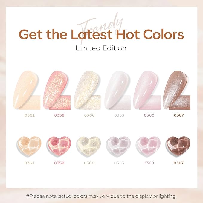 modelones Nail Polish Set, 6 Colors Pearl White Pink Nude Mini Nail Polish Set,Wedding Shimmer Champagne Nail Quick Dry Art DIY Home Salon Nail Art Manicure Gift for Women Girls