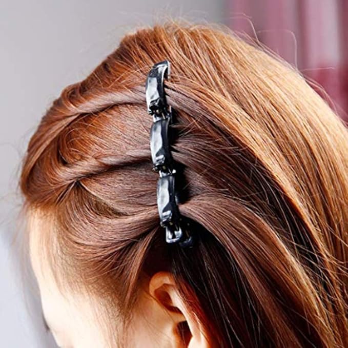 5 Pcs Black Double Layers Twist Band Plait Hair Clips Front Hair Clips Hairpin Fashion Braider Hair Tools Hair Styling Accessories for Women and Girls