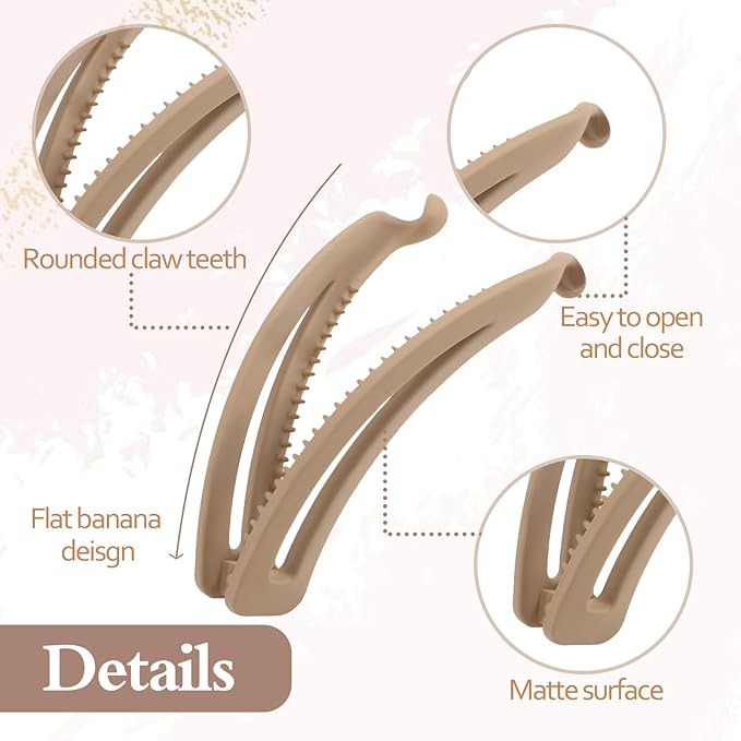 6 PCS Banana Hair Clips, Brown Banana Clips for Women Girls, Large Claw Clips for Thick Thin Hair, 4.72 In Hair Clips for Ponytail Holders, Women Hair Accessories Gifts, Fretwork