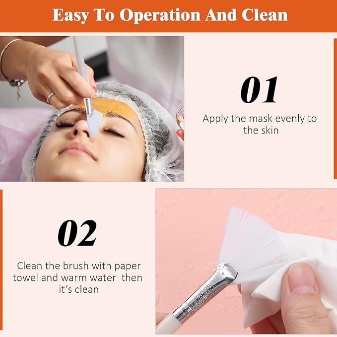 9 Pieces Facial Fan Mask Brushes, Soft Facial Applicator Brushes Tools for Peel Glycolic Makeup for Mud Cream(White, Yellow)