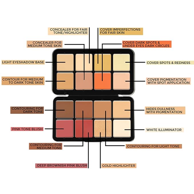 16 Colors Makeup Palette, Full Size, Includes Face Bronzer, Blush, Conceal, Highlighter, Contour, Eyeshadow, 10 Makeup Brushes, for Travel, Holiday, Professional, Daily Use, Christmas