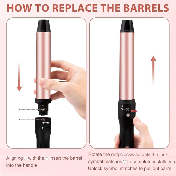 5 in 1 Curling Wand Set, Three Barrel Curling Iron Set with 3 Barrel Curling Iron and 4 Interchangeable Ceramic Curling Wand(0.5”-1.25”), Fast Heating, Include Glove & 2 Clips
