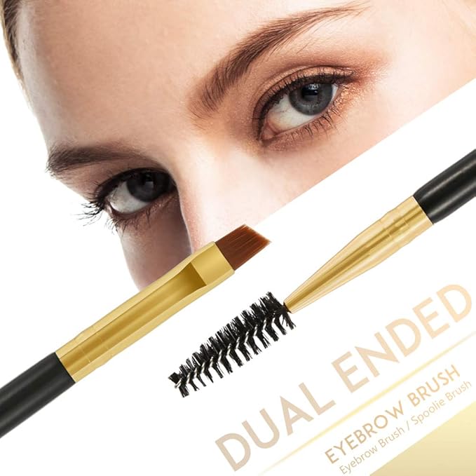 Docolor Duo Eyebrow Brush,Professional Angled Eye Brow Brush and Spoolie Brush Perfect for Lining and Shaping Brows, Spoolie for Brows or Lashes Black